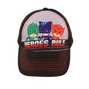 PJ Masks Baseball Cap Boys 2-4 Toddler Kids Heroes Rule Hat Black Grey